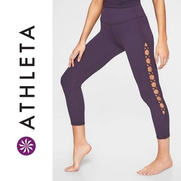 Athleta Purple Cutout Leggings 